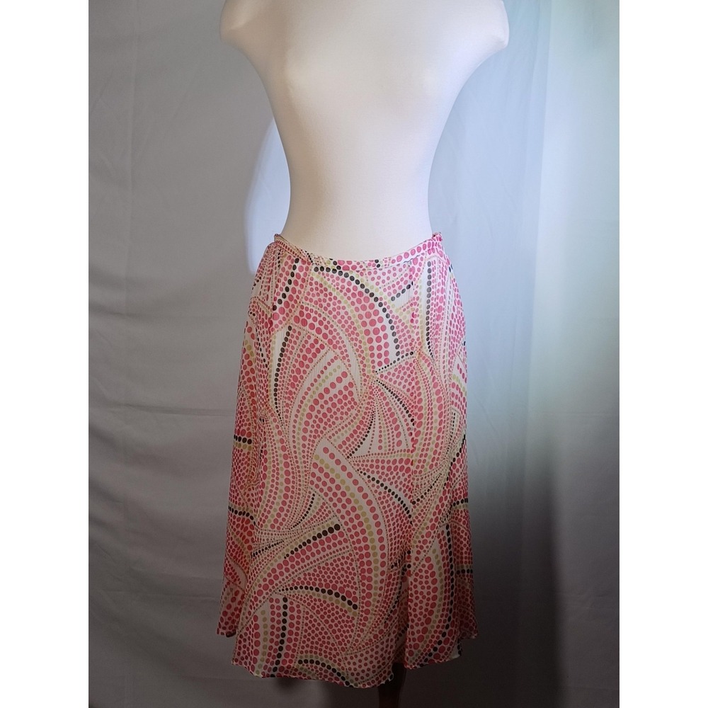 Skirt‎ Womens Medium Multicolor Polka Dot Pleated A-Line Chiffon Midi Casual